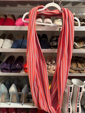 GAP Coral & Light Blue  Striped Infinity Scarf